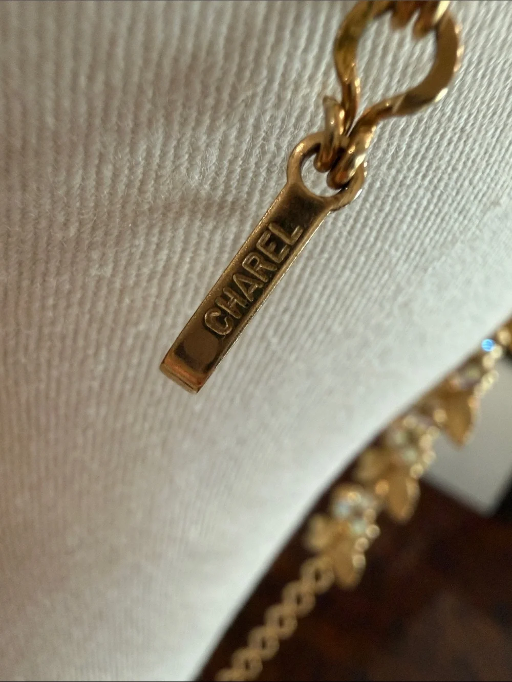 Vintage Charel Gold Tone Leaves & Floral Rhinestone Necklace